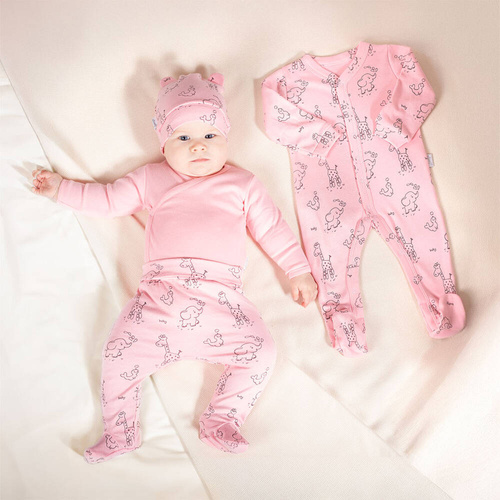 4800 04 Animals Komplet wyprawkowy 4-częściowy nadruk Nicol - różowy