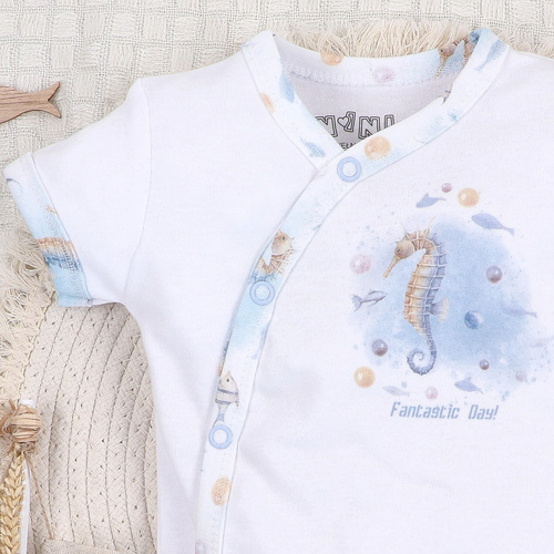 Body Sea Of Joy Nini kopertowe krótki rękaw biały – organiczna bawełna, noworodek