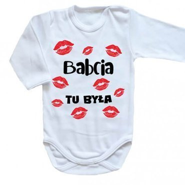 Body długi rękaw "BABCIA tu była" Moocha biały