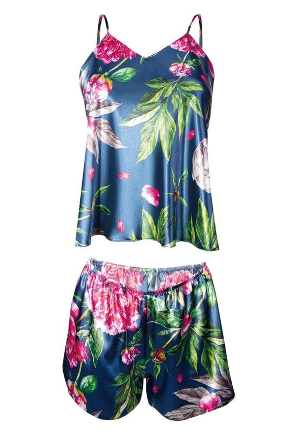 Komplet piżama damska Flowers DKaren -DK-KK 1 granatowy