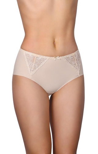 Figi damskie Modo 58 beżowe – koronka z przodu, mikrofibra, laserowe wykończenie