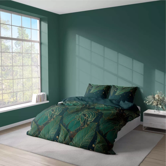 Pościel z mikrofibry 4978 B liście Detexpol zielony