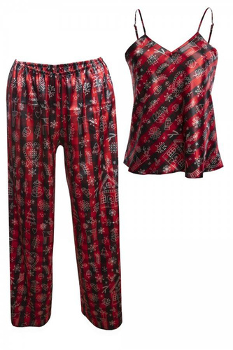 Piżama Damska Satynowa DKaren - DK-KI czerwony 012