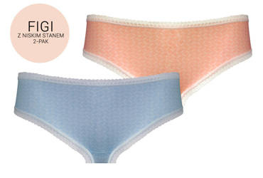 Figi damskie VF-2 z niskim stanem 2-pak Vena niebieski/łososiowy