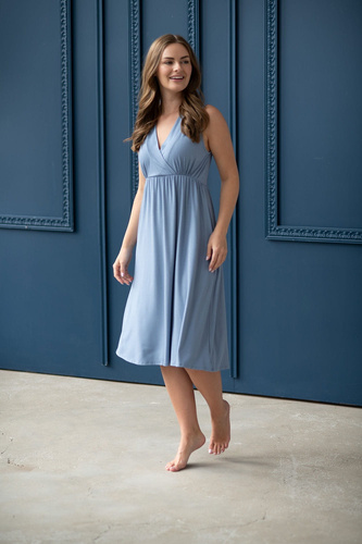 Koszula nocna ciążowa i do karmienia z bambusa Star Light Milk&Love błękitny