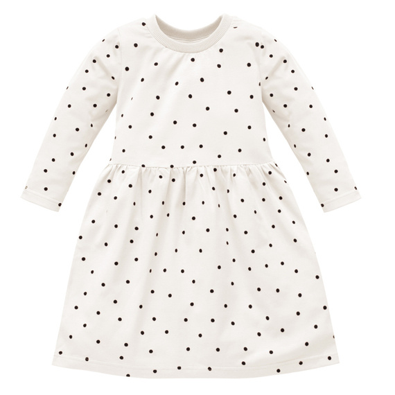 Sukienka z długim rękawem Tres Bien Pinokio - ecru groszki