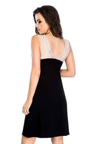 Koszula nocna Natalia 05042  Mediolano - czarny beżowy