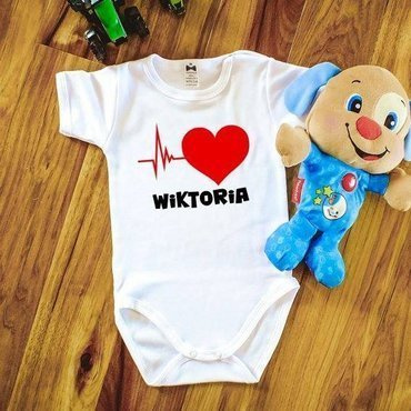 "Puls serca" body krótki rękaw Moocha biały