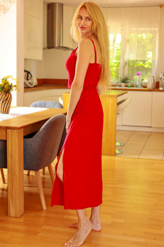 Sukienka Grace Mirale – Długa wiskozowa sukienka z gumką w talii i rozcięciem | Made in Poland