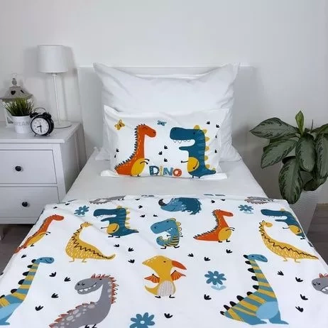 Pościel bawełniana do łóżeczka Dinozaury Jerry Fabrics turkusowy 