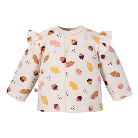 Fluffy Tails Eevi – kaftan bawełniany ecru, jesienny nadruk, napki