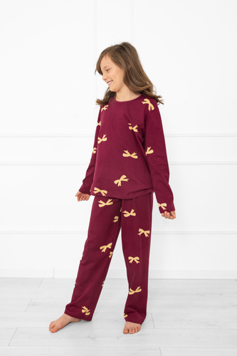 Italian Fashion Kwadro – piżama dziewczęca bawełniana z kokardkami