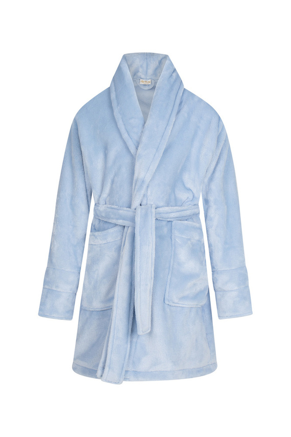 Szlafrok dziecięcy polarowy Prince + korona ByShelly - błękitny/złoty