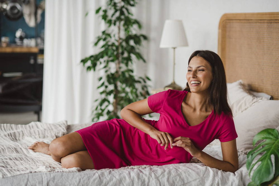 Koszula nocna ciążowa i do karmienia krótki rękaw Night & Day Milk&Love fuksja