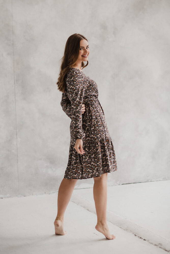 Sukienka ciążowa i do karmienia Lovely Dress Milk&Love  czarna w kwiatuszki