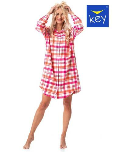 Koszula damska LND 437 Key- różowy/pomarańczowy