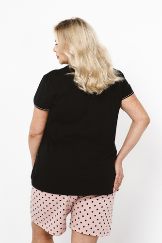 Piżama Damska krótki rękaw, spodenki Bonilla Italian Fashion - druk/czarny