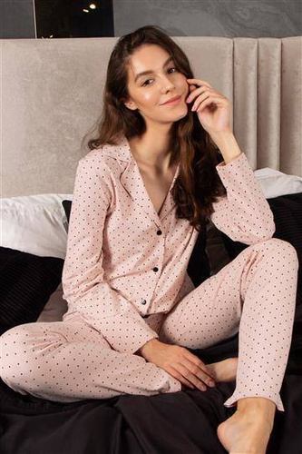 Piżama damska rozpinana Eveline Momenti Per Me powder pink