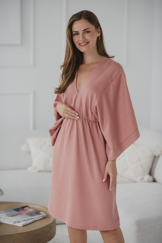 Elegancka sukienka Mama Zen do karmienia i na ciążę – Tencel Herbal Rose