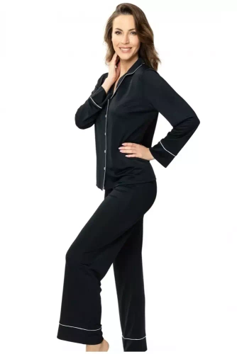 Piżama damska 86562 Elitte rozpinana Mewa czarny