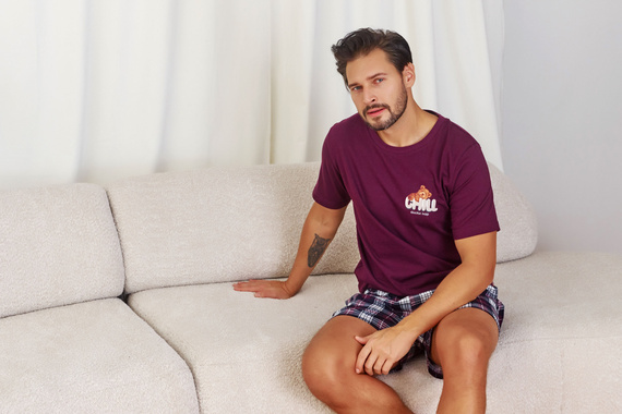 PMB.7201 Piżama Męska Doctor Nap - burgundy
