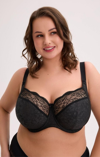 Gaia Willow BSM 1320 czarny biustonosz soft – duży biust, koronka, stabilny