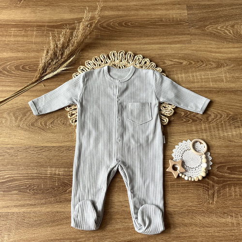 Pajac bawełniany PAAB009 EkoBaby Mamatti - szary