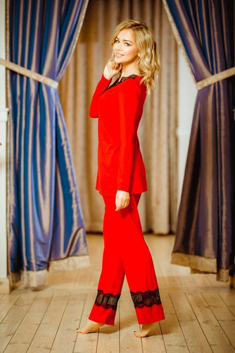 Komplet Piżama Damska Kapas Kalimo - czerwony