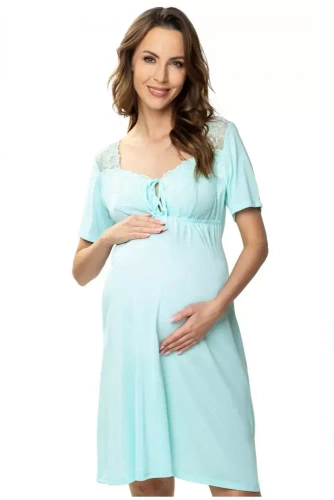 Koszula nocna ciążowa i do karmienia 86561 Lori Mewa miętowy