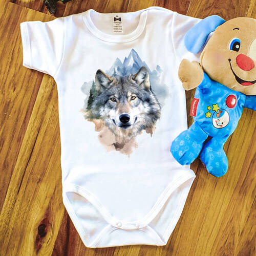 Body krótki rękaw "Wilki" Moocha biały