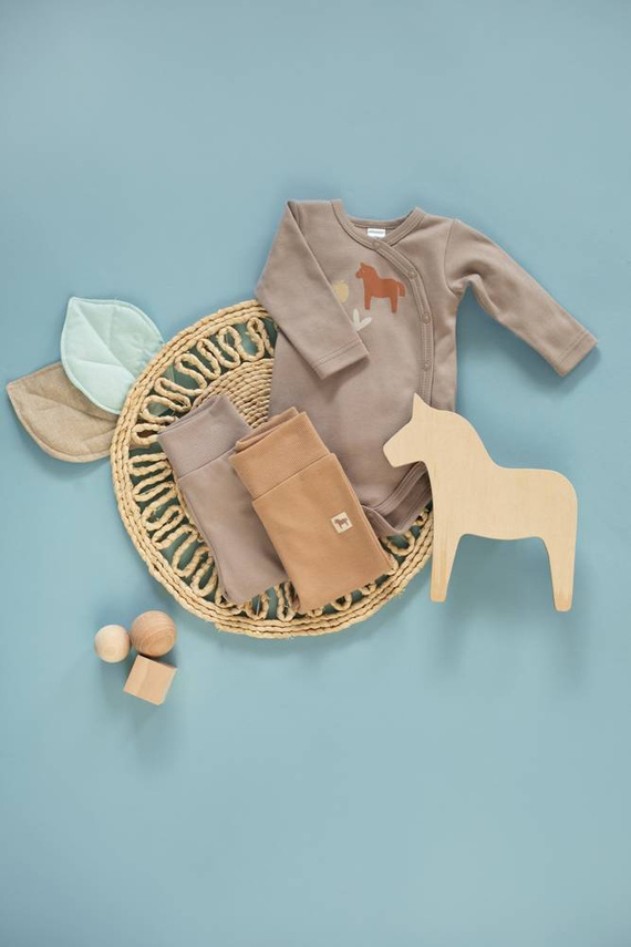 Rozpinane body z długim rękawem Wooden Pony Pinokio - beż 
