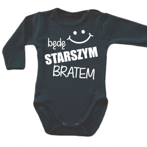 Body długi rękaw "Będę STARSZYM bratem v2" Moocha biały