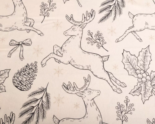 Pościel flanelowa świąteczna renifery F-86 Matex kremowy