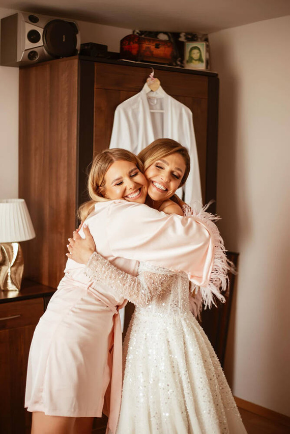 Szlafrok damski satynowy Marie ByShelly - biały