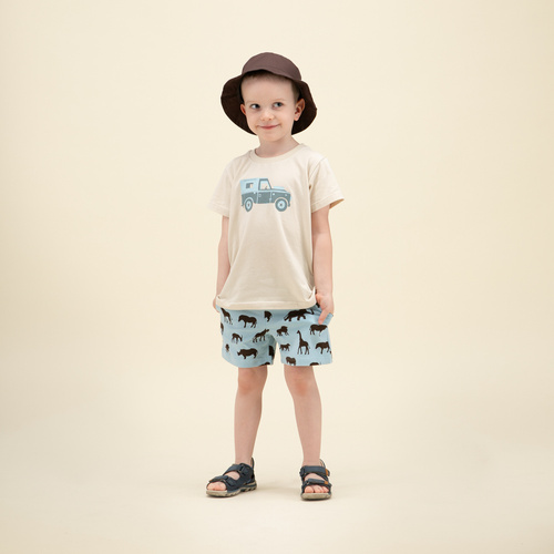 Krótkie spodenki na gumce Safari Pinokio - afryka niebieski 