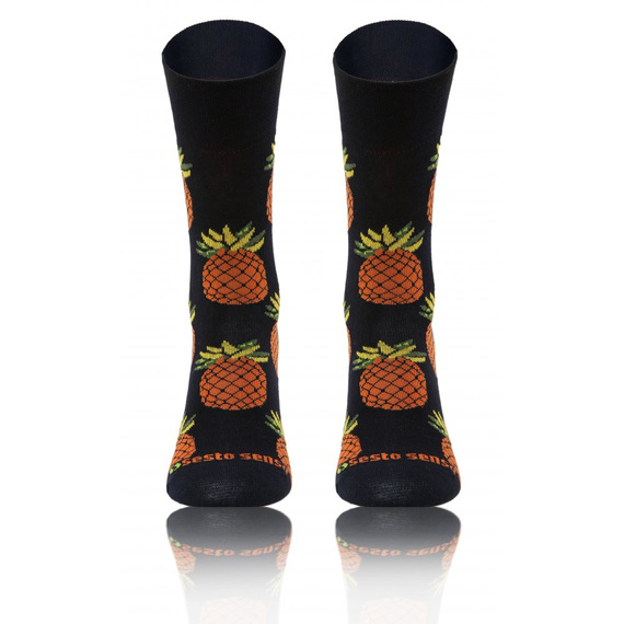 Ananasy Skarpety długie finest cotton dwie różne Sesto Senso granatowy