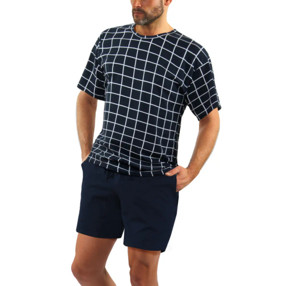 Bawełniana piżama męska, krótki rękaw i spodenki 2485/02 Sesto Senso - granatowy