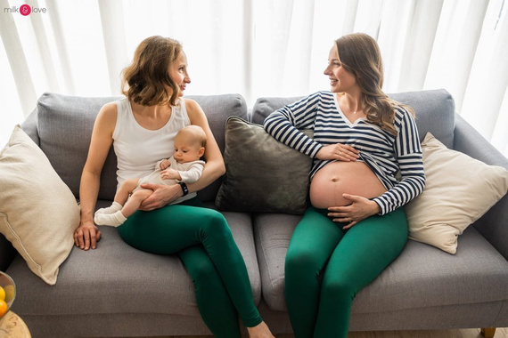 Bluzka ciążowa i do karmienia z rękawem Two Ways Milk&Love granatowo-białe paski