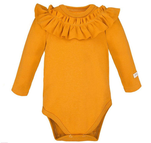 Body z długim rękawem, falbana "Simply Comfy" Ewa Klucze- miodowy