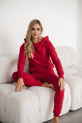 Dresowe spodnie ciążowe Milk&Love karminowa czerwień