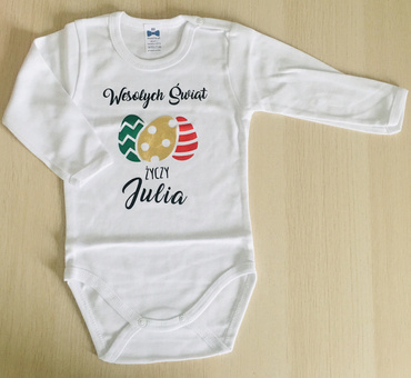 "Jajeczka Wielkanocne z imieniem JULIA"  body długi rękaw Moocha biały