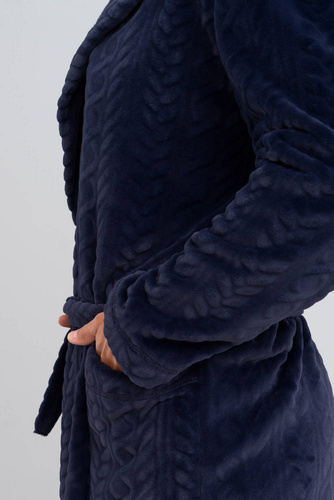 Szlafrok męski z kapturem Zygmunt Italian Fashion- granatowy 