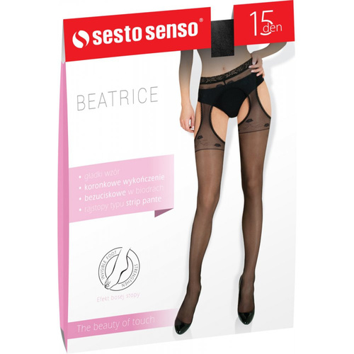 Beatrice Rajstopy imitujące pończochy Sesto Senso- czarny