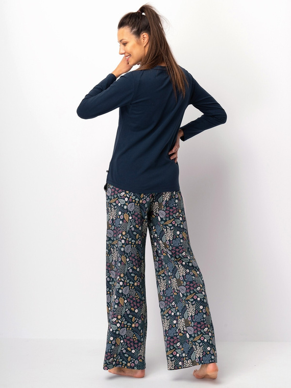 Piżama damska LNS 571 Key – bawełniana, długi rękaw, komplet