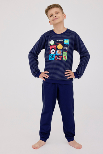 Piżama chłopięca 478/159 268/159 Winner Cornette granatowy
