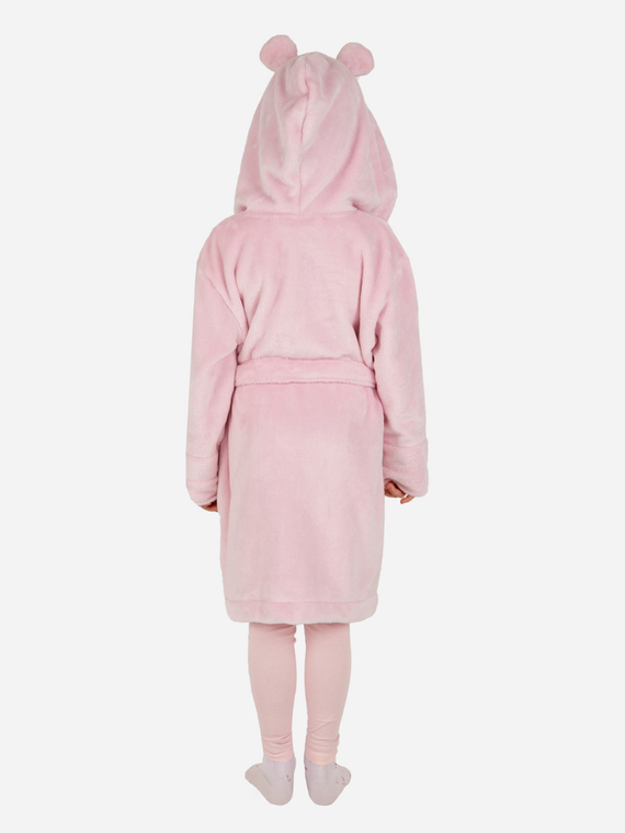 Szlafrok dziecięcy z uszami Teddy ByShelly - jasny róż