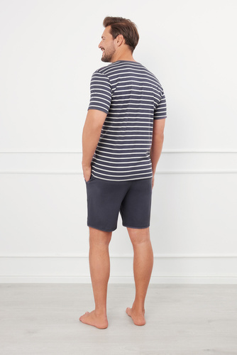 Piżama Męska krótki rękaw, spodenki Bert Italian Fashion - grafitowy 