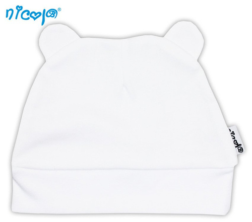 040 Czapeczka niemowlęca z uszkami "Basic" Nicol - biały