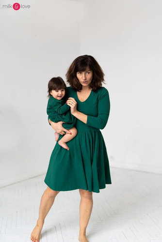 Sukienka do karmienia Just Milk butelkowa zieleń rękaw 7/8 Milk&Love