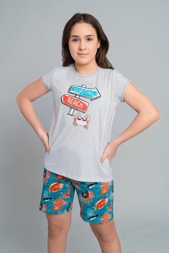 Piżama dziewczęca Oceania Italian Fashion - melanż/druk